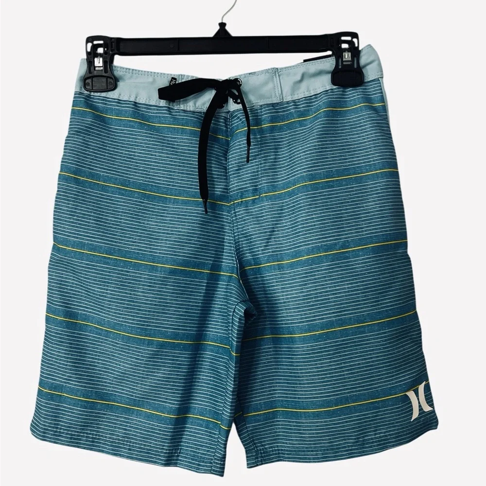 Hurley Indo Blue Striped Board Shorts Swim Trunks Boys Size 10/25
